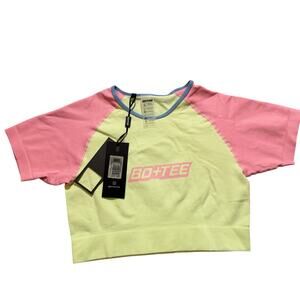 Bo+Tee, Neon Pink/Yellow, Retro, Short Sleeve, Athletic, Crop Top NWT- L
